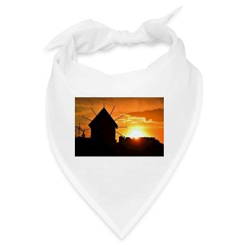 Windmühle bei Sonnenuntergang - Bandana - Weiß - Vorne