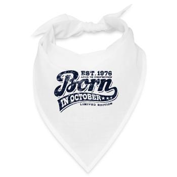 Born in October 1976 - Geburtstag - Geschenk - Bandana - Weiß - Vorne