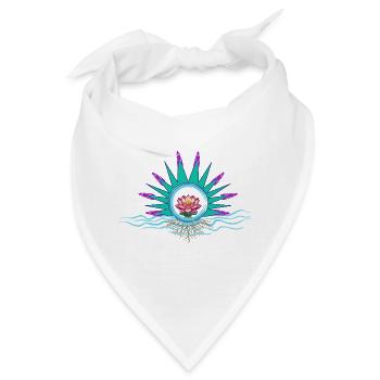 Lotus im Kreis mit Wasserwellen - Bandana - Weiß - Vorne