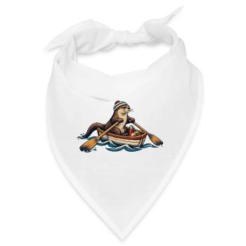 Otter im Ruderboot – Lustiges Wasser & Outdoor Mot - Bandana - Weiß - Vorne