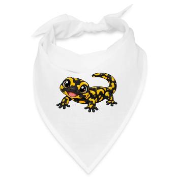 Salamander Kawaii Style – Süßes Amphibienmotiv - Bandana - Weiß - Vorne