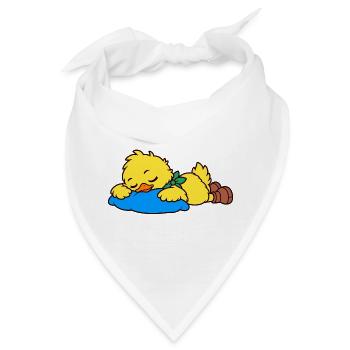 Niedliche schlafende Ente auf einem blauen Kissen - Bandana - Weiß - Vorne