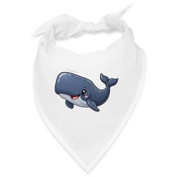 Pottwal Kawaii Style – Süßer Meeresriese - Bandana - Weiß - Vorne