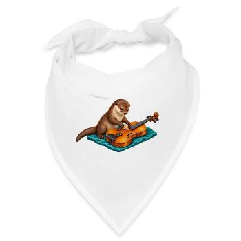 Otter repariert eine Geige - Bandana - Weiß - Vorne