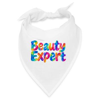 Beauty Expert – Bunter Spruch für Beautyfans - Bandana - Weiß - Vorne