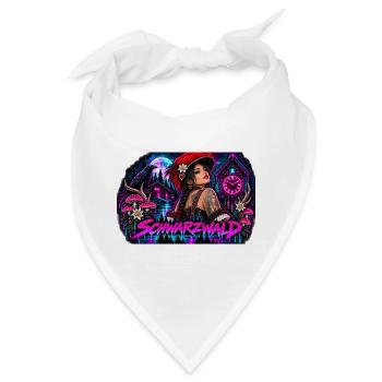 Schwarzwald Gothic Frau Mit Kuckucksuhr Und Raben - Bandana - Weiß - Vorne