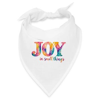 Joy in small things – bunter Aquarellspruch - Bandana - Weiß - Vorne