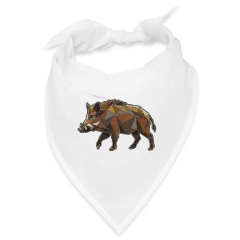 Poly Stil Wildschwein - Bandana - Weiß - Vorne