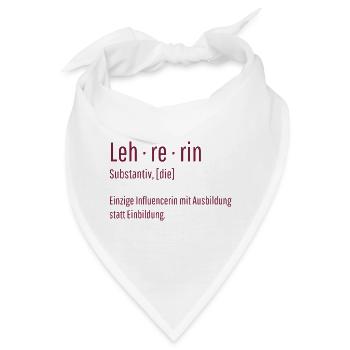Lehrerin Substantiv Influencerin Schule Geschenk - Bandana - Weiß - Vorne