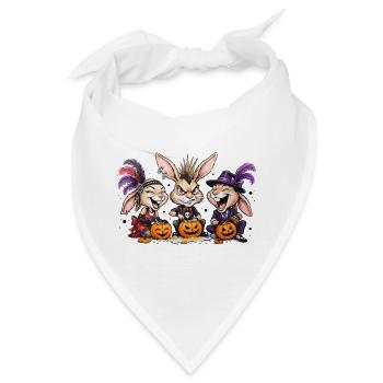 Häschen Halloween Kürbis Schnitzen - Bandana - Weiß - Vorne
