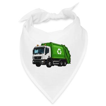 Grüner Müllwagen Recycling - Bandana - Weiß - Vorne