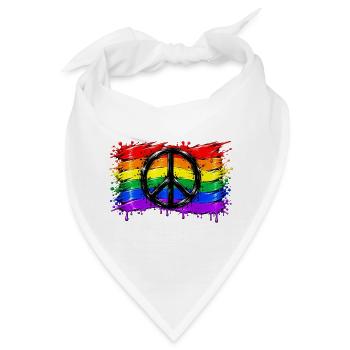 Regenbogen Friedenssymbol - Bandana - Weiß - Vorne