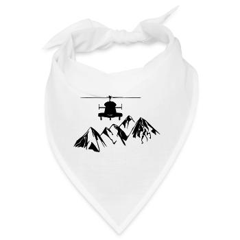 Helikopter mit Bergen - Bandana - Weiß - Vorne