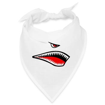 Hai Gesicht, Shark Teeth, Nose Art - Bandana - Weiß - Vorne