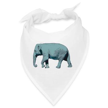 Elefant, Blauer Elefant, Elephant, Dickhäuter - Bandana - Weiß - Vorne