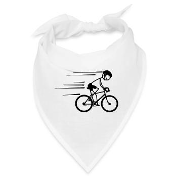 Radfahrer Stickman fährt hart mit Helm auf - Bandana - Weiß - Vorne