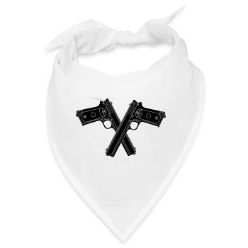 Zwei gekreuzte Militärpistolen 38 Colt - Bandana - Weiß - Vorne