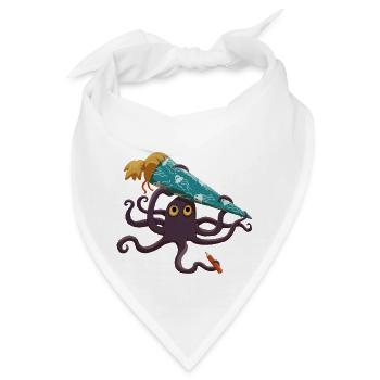 Kraken mit blauer Schultüte und Stift - Bandana - Weiß - Vorne