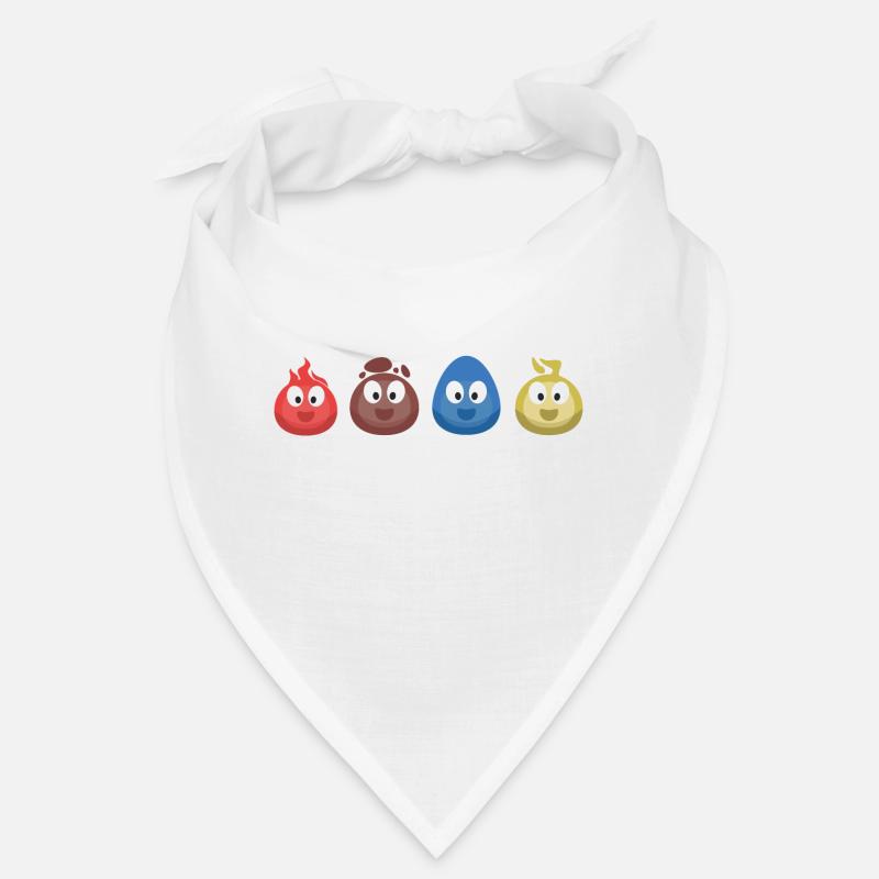 4 Elemente (Feuer, Erde, Wasser, Luft) (Bubble) - Bandana - Weiß