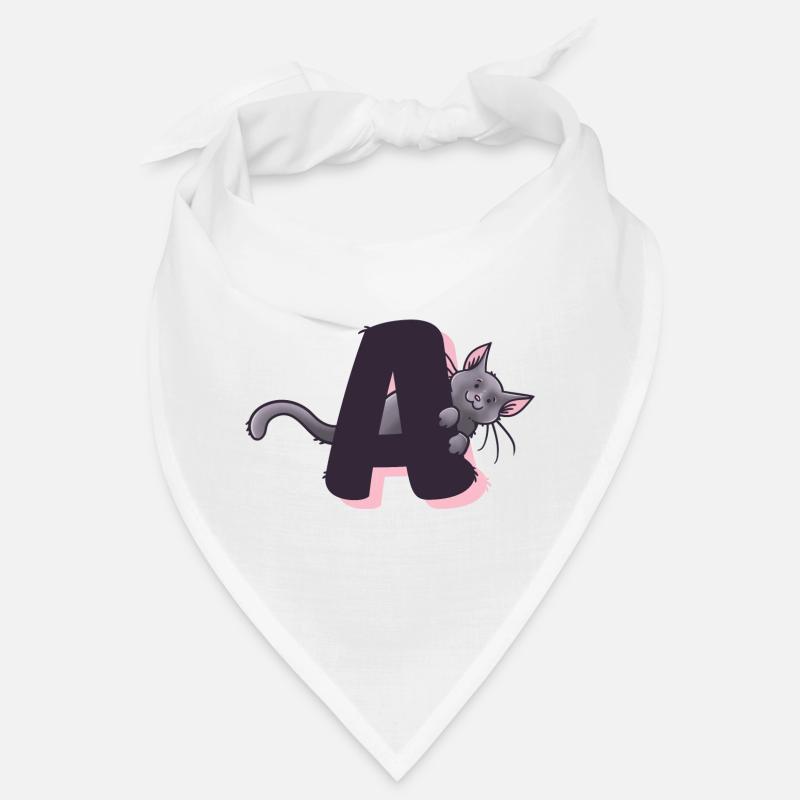 Katze Buchstabe A - Bandana - Weiß