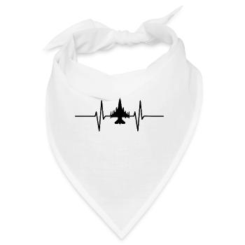 Herzschlag mit Jet / Flugzeug - Bandana - Weiß - Vorne