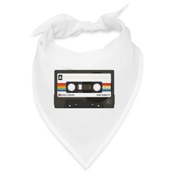 Retro Cassette Regenbogenstreifen - Bandana - Weiß - Vorne