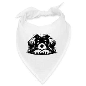 Tibet Spaniel Kopf mit Pfoten - Bandana - Weiß - Vorne