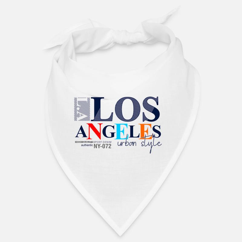 Lebendiges Stadtbild mit buntem Text Bandana