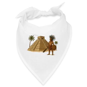 Maya Pyramide Krieger - Bandana - Weiß - Vorne