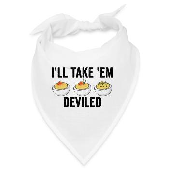 Ich nehme sie, teuflische Thanksgiving-Eier - Bandana - Weiß - Vorne