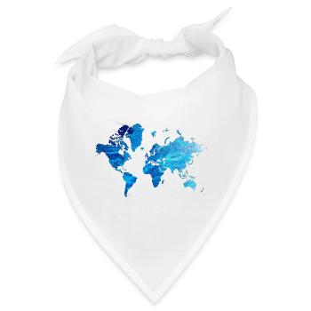 Weltkarte Eisblau - Bandana - Weiß - Vorne