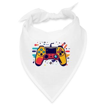 Farbiger Spielcontroller Gaming Popkunst Motiv - Bandana - Weiß - Vorne