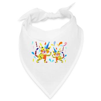 Partykatzen Neonfarben - Bandana - Weiß - Vorne