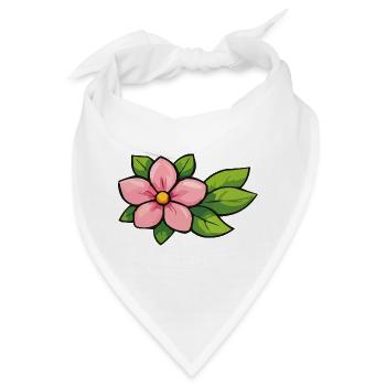 Rosa Blüte mit grünen Blättern - Bandana - Weiß - Vorne