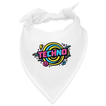 Techno Neon Retro Kreis - Bandana - Weiß - Vorne