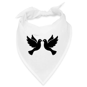 Hochzeitstauben – Schwarze und Weiße Turteltauben - Bandana - Weiß - Vorne