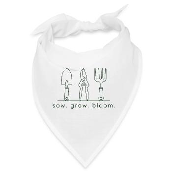 Säen Wachsen Blühen – Gartenarbeit Werkzeug - Bandana - Weiß - Vorne