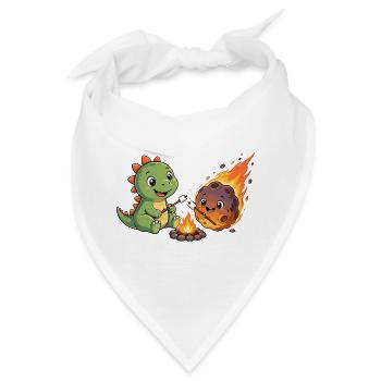 Dino & Meteorit am Lagerfeuer - Bandana - Weiß - Vorne