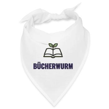 Bücherwurm – Shirt für Leser*innen Geschenkidee - Bandana - Weiß - Vorne