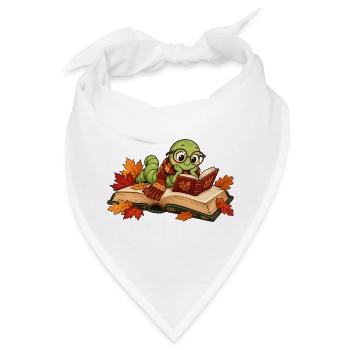 Niedlicher Bücherwurm im Herbst - Bandana - Weiß - Vorne