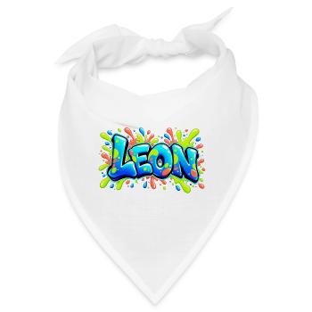 LEON Graffiti Fluo: Der Name, der für Aufsehen sorgt! - Bandana - Weiß - Vorne