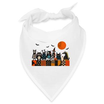 Halloween Monsterparade | Lustige Gruselmonster - Bandana - Weiß - Vorne
