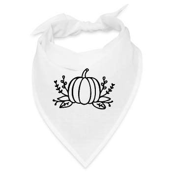 Line Art Kürbis Halloween Herbst - Bandana - Weiß - Vorne