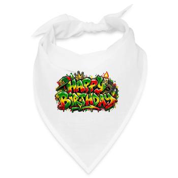 Herzlichen Glückwunsch zum Geburtstag Graffiti Rasta: Nur gute Stimmung! - Bandana - Weiß - Vorne