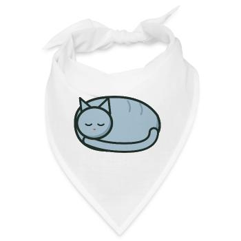 Schläfrige zusammengerollte Katze – Kleines Brustemblem - Bandana - Weiß - Vorne