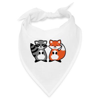 Waschbär und Fuchs - raccoon and fox Geschenk Kind - Bandana - Weiß - Vorne