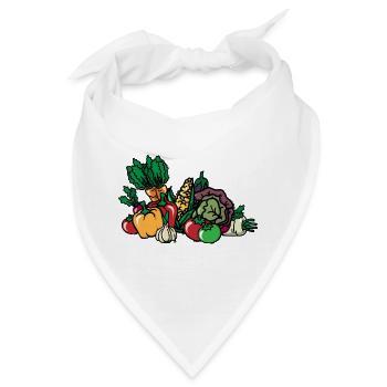 Gemüse Gemüsekorb Vegetables Vegan Plant-based - Bandana - Weiß - Vorne