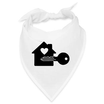 Schlüssel mit Hausschlüsselherz - Bandana - Weiß - Vorne