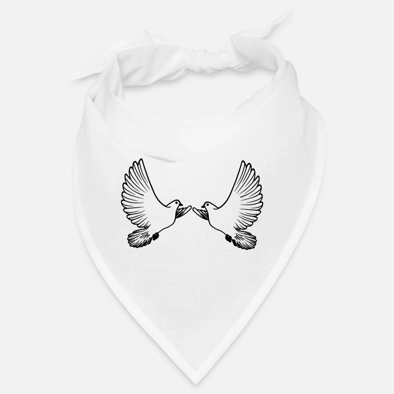 Zwei Tauben transparent - Bandana - Weiß
