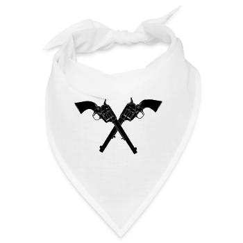 Zwei gekreuzte Colt Armee Revolver Colt 45 - Bandana - Weiß - Vorne